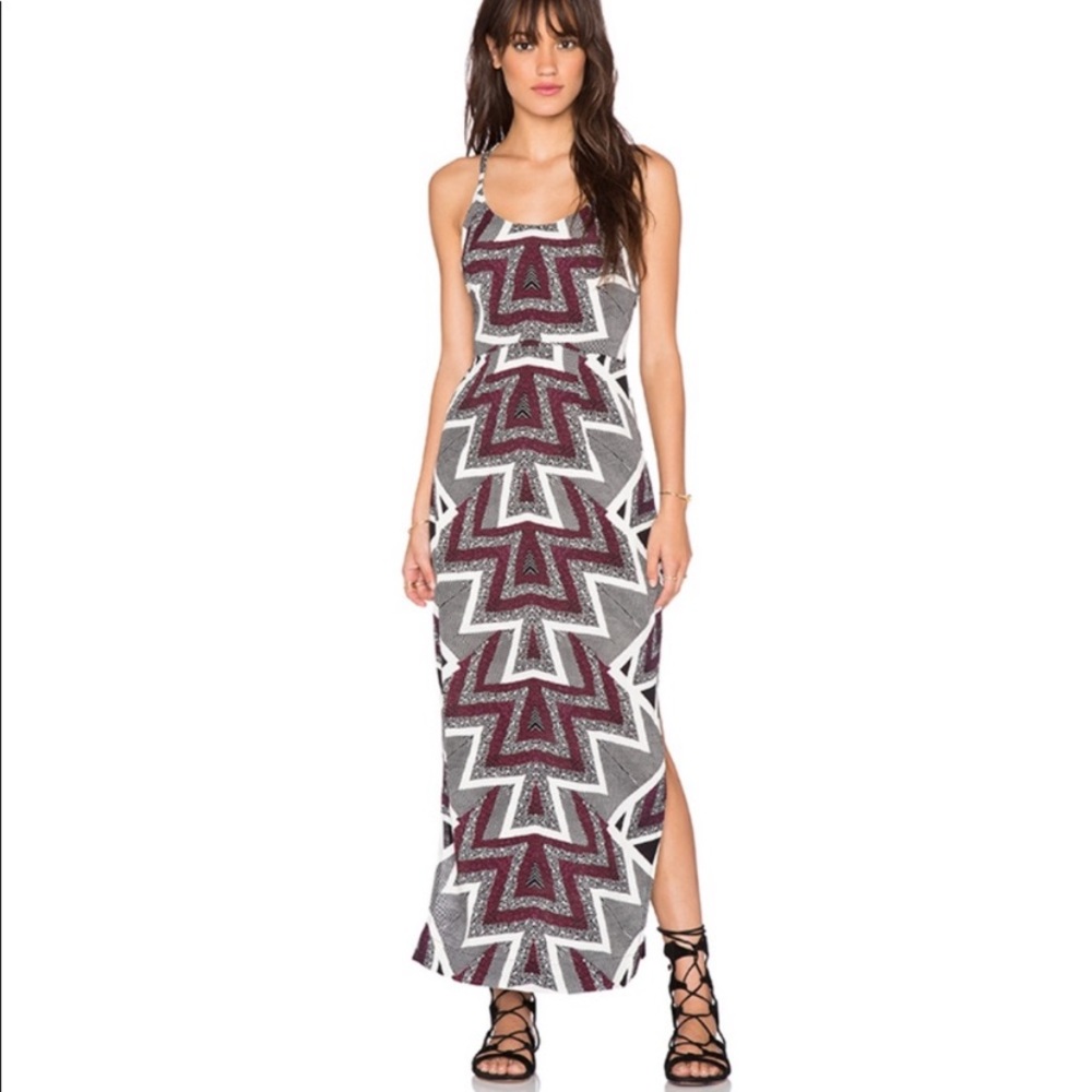 Free People Purple Aztec Printed Maxi Dress 0 Xs